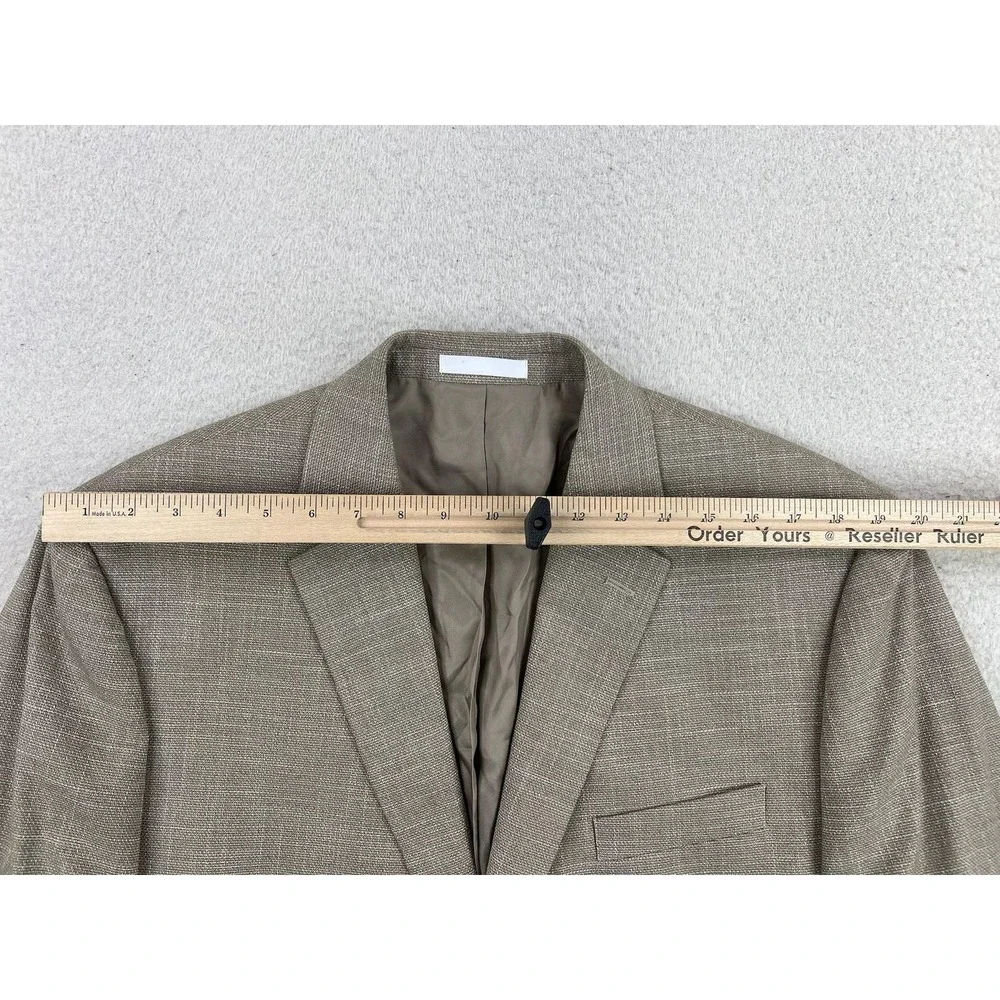 Michael Kors Blazer Mens 46R Beige Plaid Tweed Stretch Sport Coat 2 Button